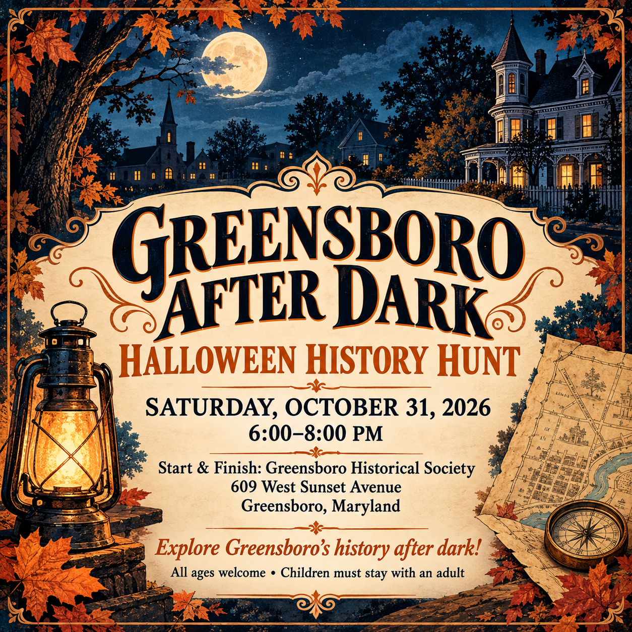 Greensboro Historical Society After Dark History Hunt flyer